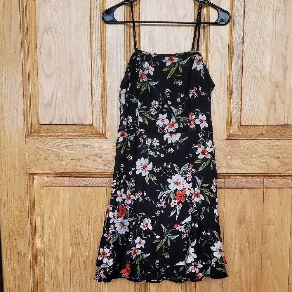 "Make Offer" Xhilaration Black Dress with Floral Pattern